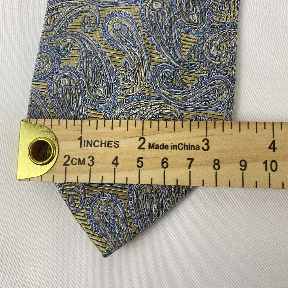 Brooks Brothers 346 Tie‎ Mens OS Blue Gold Paisley Silk Jacquard USA Made